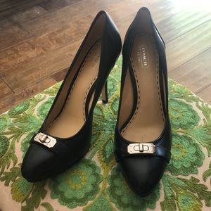 Black Coach leather heels